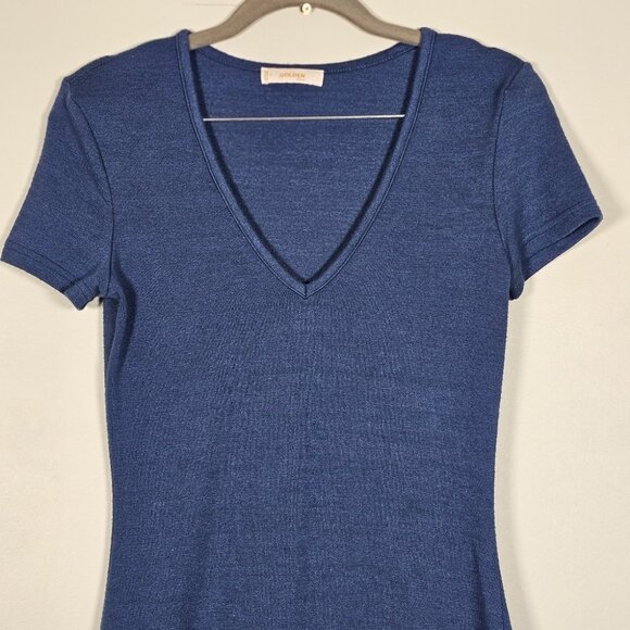 Golden by tna inland V Neck Reposa Knit Dress Bodycon Size S Blue - Picture 4 of 9